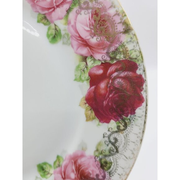 Antique Stanowitz Striegau Rose Porcelain Salad Plates 1920-1933 Set Of 5 - Picture 6 of 12